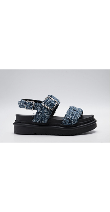 デニムダブルバンドフラットソールサンダル